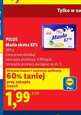 Masło ekstra 82% Pilos promocja w Lidl