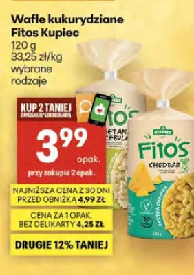 Wafle kukurydziane Fitos Kupiec promocja w Delikatesy Centrum