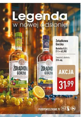 Wódka smakowa Żołądkowa Gorzka Agrest z miętą promocja w Aldi