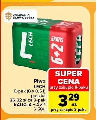 Piwo Lech Premium 8-pak promocja w Carrefour