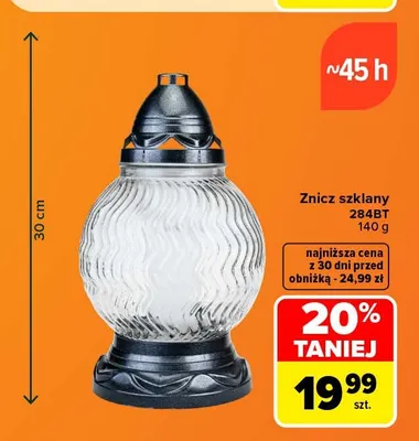 Znicz szklany 284BT promocja w Carrefour