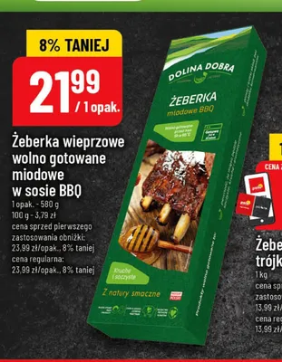 Żeberka wieprzowe wolno gotowane miodowe w sosie BBQ Dolina Dobra promocja w POLOmarket