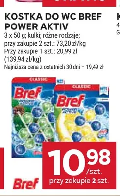 Kostka do wc Bref Power Aktiv 3-pak 50 g promocja w Stokrotka