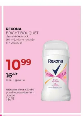 Dezodorant sztyft Rexona Bright Bouquet promocja w Drogerie Jawa