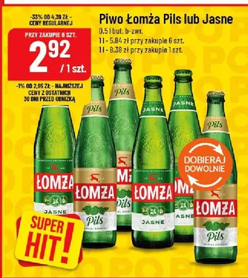 Piwo Łomża Pils lub Jasne promocja w POLOmarket