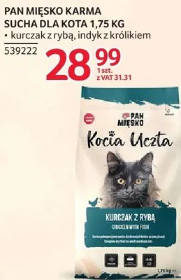 Karma dla kota Pan Mięsko Kocia Uczta sucha 1,75 kg kurczak z rybą indyk z królikiem promocja w Selgros