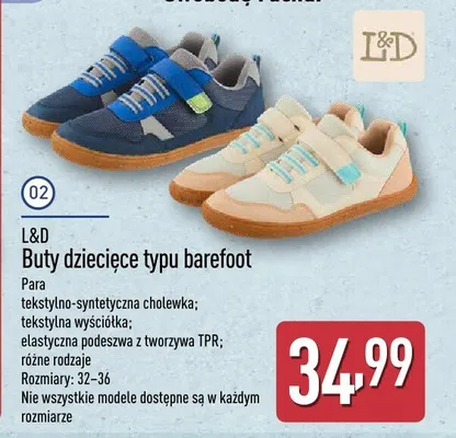 Buty dziecięce typu barefoot L&D promocja w Aldi