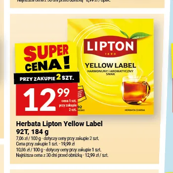 Herbata czarna Lipton Yellow Label promocja w Twój Market