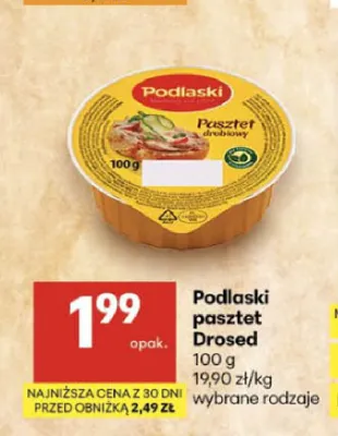 Podlaski pasztet drobiowy Drosed promocja w Delikatesy Centrum