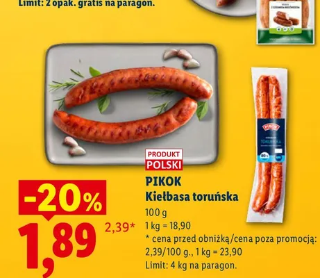 Kiełbasa toruńska Pikok promocja w Lidl