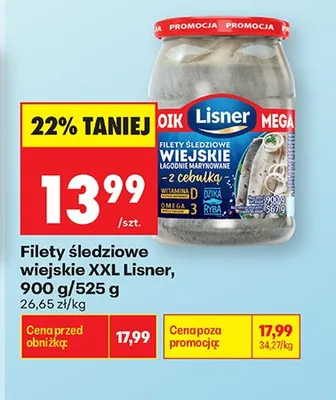 Filety śledziowe wiejskie XXL Lisner promocja w Biedronka