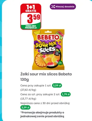 Żelki sour mix slices Bebeto promocja w Dino