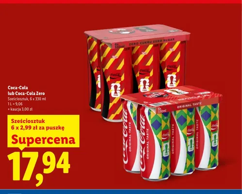 Napój gazowany Coca-Cola Zero 6-pak promocja w Lidl