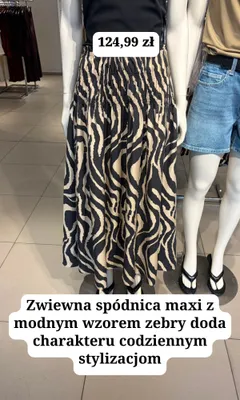 Zwiewna spódnica maxi z wzorem zebry promocja w H&M