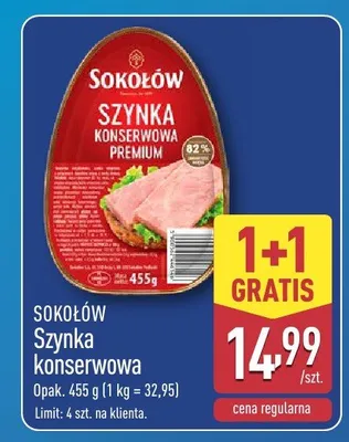 Szynka konserwowa Sokołów Premium promocja w Aldi