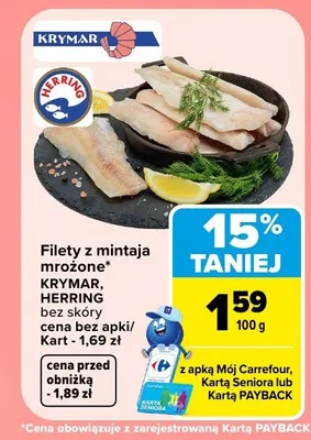 Filety z mintaja mrożone Krymar promocja w Carrefour Market