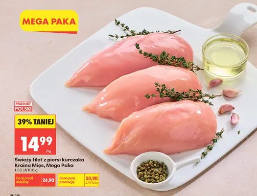 Świeży filet z piersi kurczaka Kraina Mięs Mega Paka promocja w Biedronka