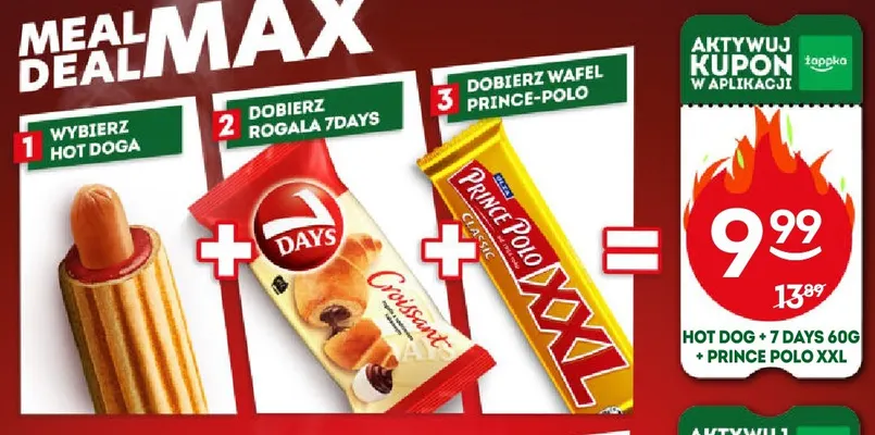 Zestaw Hot Dog + 7 Days 60 g + Prince Polo XXL promocja w Żabka