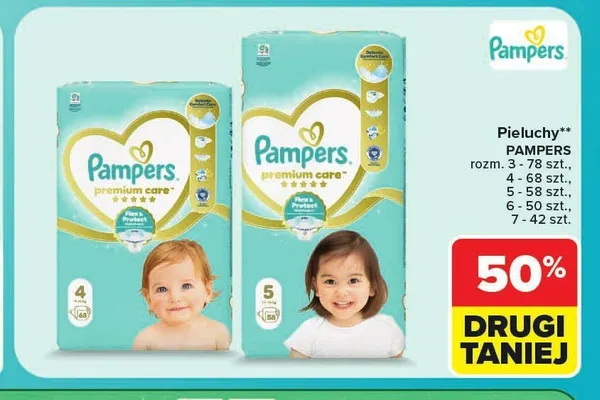 Pieluchy Pampers Premium Care rozmiar 5 promocja w Carrefour Market