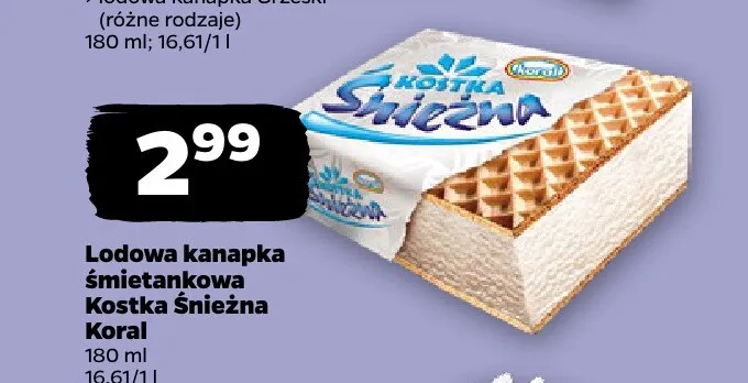 Lody lodowa kanapka śmietankowa Kostka Śnieżna promocja w Netto