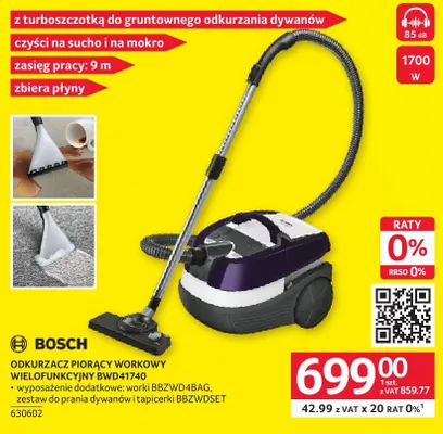 Odkurzacz piorący workowy Bosch BWD41740 promocja w Selgros