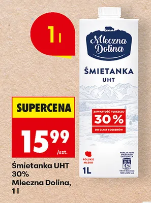 Śmietanka UHT Mleczna Dolina 30% promocja w Biedronka