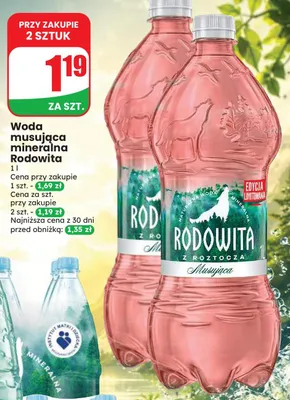 Woda mineralna gazowana musująca Rodowita promocja w Dino