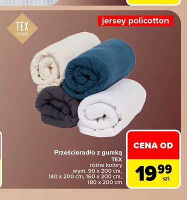 Prześcieradło z gumką Tex 140x200 cm promocja w Carrefour