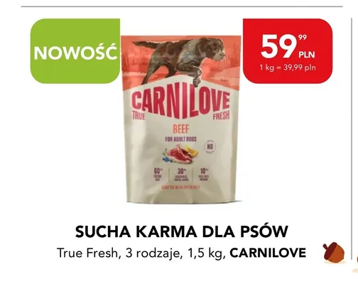 Sucha karma dla psów True Fresh Carnilove promocja w Aquael zoo