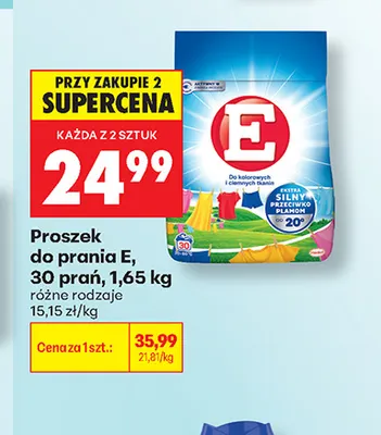 Proszek do prania E 30 prań promocja w Biedronka