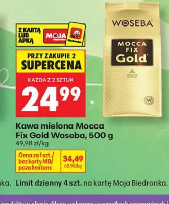 Kawa mielona Woseba Mocca Fix Gold promocja w Biedronka