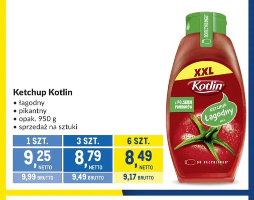 Ketchup łagodny Kotlin promocja w Makro