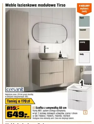 Szafka z umywalką 60 cm Tirso Cersanit promocja w OBI
