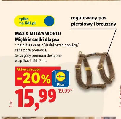 Miękkie szelki dla psa Max & Mila's World promocja w Lidl