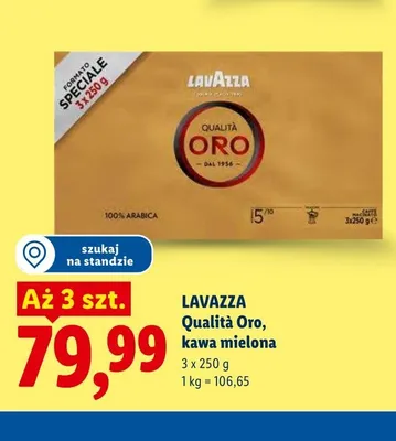 Kawa mielona LAVAZZA Qualità Oro 3-pak 250g promocja w Lidl