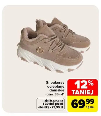 Sneakersy ocieplane damskie promocja w Carrefour