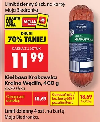 Kiełbasa Krakowska Kraina Wędlin promocja w Biedronka