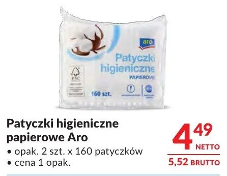 Patyczki higieniczne papierowe Aro promocja w Makro