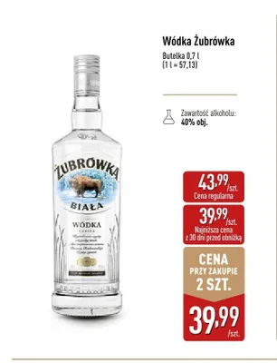 Wódka Żubrówka Biała promocja w Aldi
