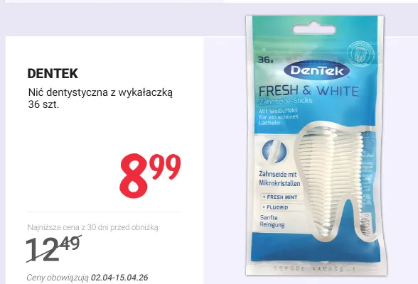 Nić dentystyczna z wykałaczką promocja w Rossmann