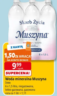 Woda mineralna Muszyna niegazowana promocja w Leclerc