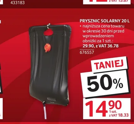 Prysznic solarny 20 l promocja w Selgros