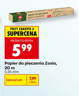 Papier do pieczenia Zosia 20 m promocja w Biedronka