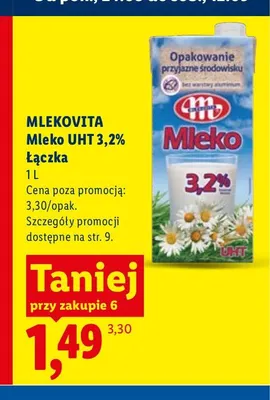 Mleko UHT Łączka Mlekovita 3,2% promocja w Lidl