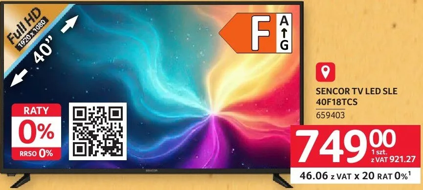 Telewizor LED SENCOR SLE 40F18TCS 659403 promocja w Selgros