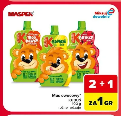 Mus owocowy Kubuś arbuz jabłko aronia promocja w Carrefour