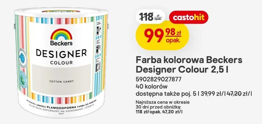 Farba kolorowa Beckers Designer Colour promocja w Castorama