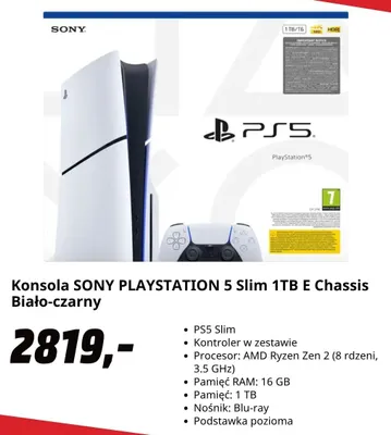 Konsola do gier Sony PlayStation 5 Slim 1TB E Chassis promocja w Media Markt