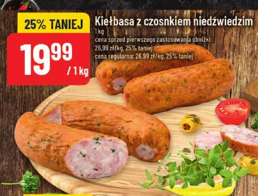 Kiełbasa z czosnkiem niedźwiedzim promocja w POLOmarket