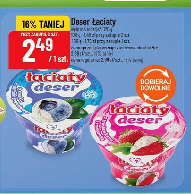 Deser Łaciaty ze śmietanką i truskawkami promocja w POLOmarket